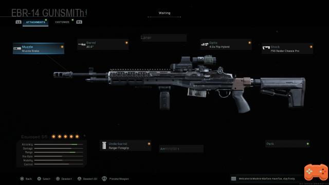 Call of Duty Warzone: EBR-14, accesorios y equipamiento para Modern Warfare