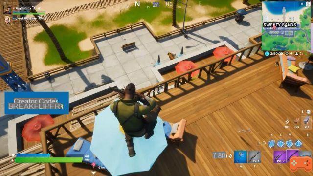 Fortnite: Deal damage after bouncing off an umbrella in Sweaty Sands, week 4 challenges