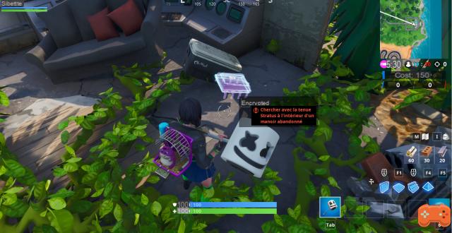 Fortnite: Chip 62 Decryption, Search with the Stratus outfit inside an abandoned mansion, Challenge
