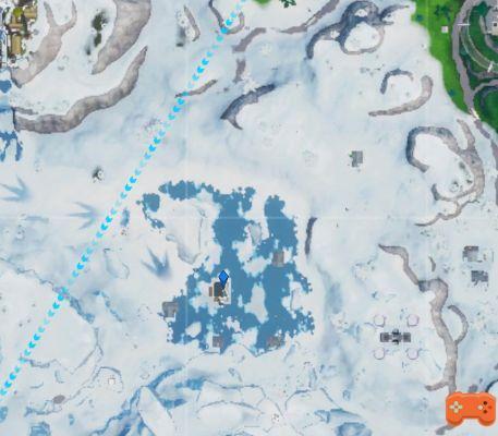 Fortnite: Chip 94 Decryption, Use the Scarlet Scythe Pickaxe to destroy a blue canoe under a frozen lake, Challenge