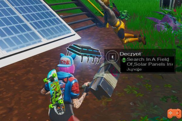 Fortnite: Chip 95 Decryption, Search in the field of solar panels in the jungle, Challenge