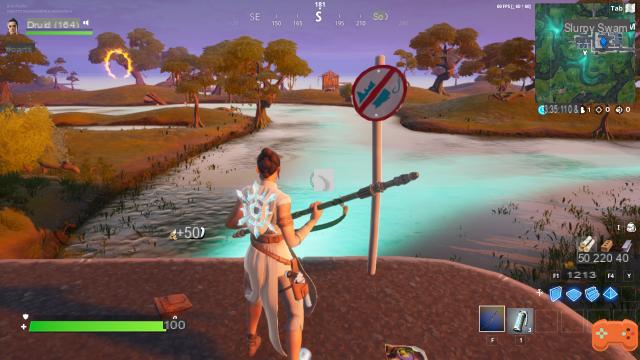Fortnite: Pegue um objeto com uma vara de pescar em vários lugares indicados por um sinal de Proibido Pescar, desafios Camaïeu vs Allure