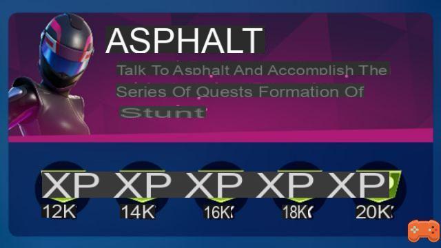 Parla con Asphalt e completa la sfida della Stagione 8 della serie di missioni di allenamento acrobatico di Fortnite