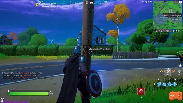 Fortnite: Place a snitch on one of the telephone poles near Holly Hedges, season 5 quest