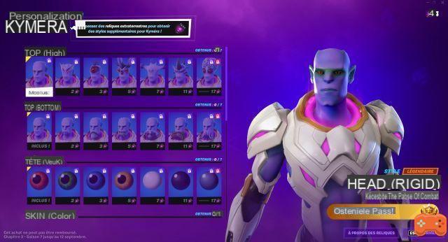 Skin Kymera Fortnite, how to change it and number of combinations?