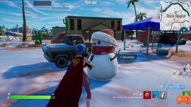 Acerte um boneco de neve com um veículo, desafio de Natal