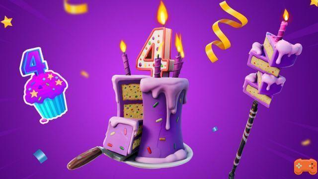 Comer pasteles de cumpleaños en múltiples partidos, desafío Fortnite