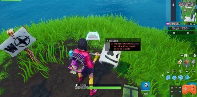 Fortnite: Chip 03 Decryption, Use the Skull Trooper emoticon at the western end of the map, Challenge