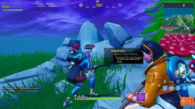 Fortnite: Chip 32 Decryption, search while carrying Kyo Companion on your back at the northern end of the map, Challenge