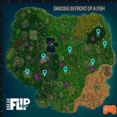 Fortnite: Dance with a fishing trophy at different named locations, week 8 challenge