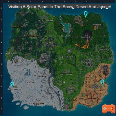 Fortnite: Visit a solar panel in the snow, desert and jungle, challenge week 9 season 9